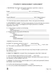 Sample Property Management Agreement Form Template