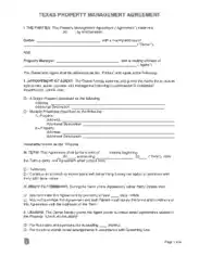Texas Property Management Agreement Form Template