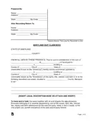 Free Download PDF Books, Maryland Quit Claim Deed Form Template