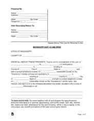 Mississippi Quit Claim Deed Form Template