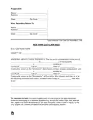 New York Quit Claim Deed Form Template