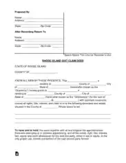 Rhode Island Quit Claim Deed Form Template