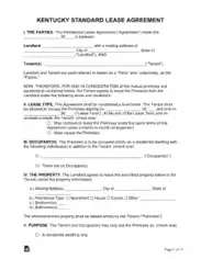 Free Download PDF Books, Kentucky Standard Residential Lease Agreement Form Template