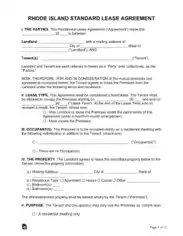 Rhode Island Standard Residential Lease Agreement Form Template