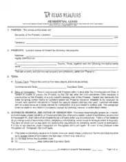 Texas Association Of Realtors Residential Lease Agreement