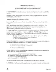 Washington Dc Standard Residential Lease Agreement Form Template