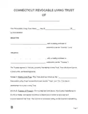 Connecticut Revocable Living Trust OF Form Template