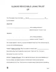 Illinois Revocable Living Trust OF Form Template