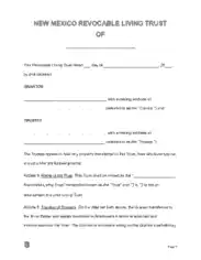 New Mexico Revocable Living Trust OF Form Template