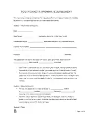 Free Download PDF Books, South Dakota Roommate Agreement Form Template