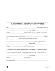 Alaska Special Warranty Deed Form Template