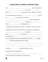 Free Download PDF Books, Illinois Special Warranty Deed Form Template