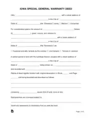 Free Download PDF Books, Iowa Special Warranty Deed Form Template