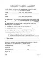 Amendment To Listing Agreement Form Template