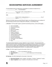 Bookkeeping Services Agreement Form Template