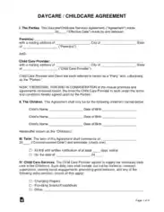 Daycare Childcare Agreement Form Template