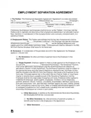 Employment Separation Agreement Form Template