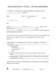 Exclusive Right To Sell Listing Agreement Form Template