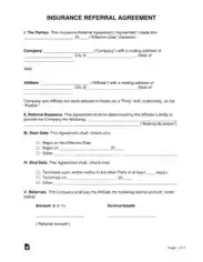 Insurance Referral Agreement Form Template