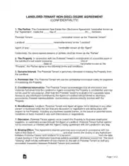 Landlord Tenant Confidentiality Agreement Form Template