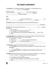 Retainer Agreement Form Template