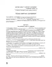 Texas Multi Member Company Agreement Form Template