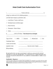 Free Download PDF Books, Hotel Credit Card Authorization Form Template