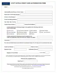 Hyatt Credit Card Authorization Form Template