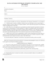 Kansas Durable Power Of Attorney For Health Care Decisions Form Template