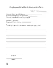 Employee Of The Month Nomination Form Template