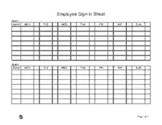 Employee Sign In Sheet 4 Form Template