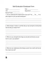 Self Evaluation Employee Form Template