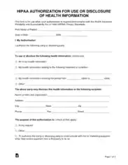 Hipaa Authorization For Use Or Disclosure Of Health Information Form Template