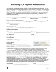 Free Download PDF Books, Recurring Ach Authorization Payment Form Template