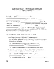 Connecticut Unsecured Promissory Note Form Template