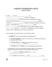 Free Download PDF Books, Kansas Unsecured Promissory Note Form Template