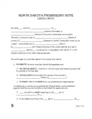 Free Download PDF Books, North Dakota Unsecured Promissory Note Form Template