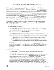 Standard Promissory Note Form Template