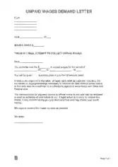 Free Download PDF Books, Unpaid Wages Demand Letter Template