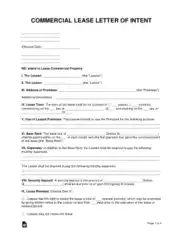 Commercial Lease Letter of Intent Sample Letter Template
