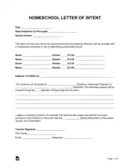 Free Download PDF Books, Homeschool Letter of Intent Sample Letter Template