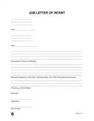Free Download PDF Books, Job Letter of Intent Sample Letter Template