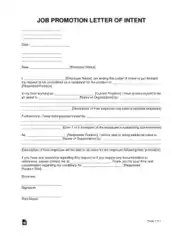 Free Download PDF Books, Job Promotion Letter of Intent Sample Letter Template