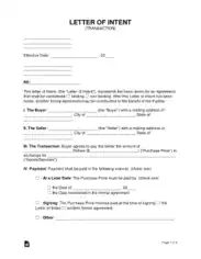 Free Download PDF Books, Letter of Intent Sample Letter Template