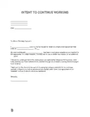Letter of Intent To Continue Working Sample Letter Template