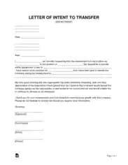 Letter of Intent To Transfer Sample Letter Template