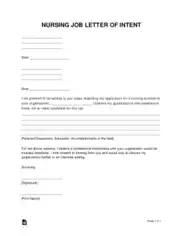 Free Download PDF Books, Nursing Job Letter of Intent Sample Letter Template