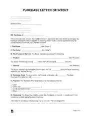 Purchase Letter of Intent Sample Letter Template