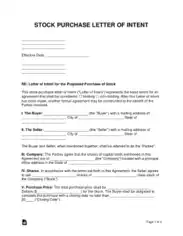 Stock Purchase Letter of Intent Sample Letter Template