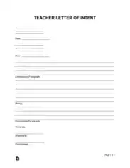 Free Download PDF Books, Teacher Letter of Intent Sample Letter Template
